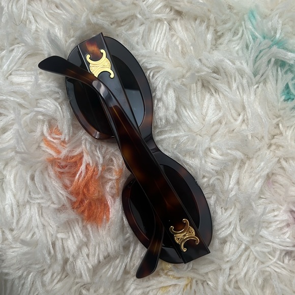 Celine Triomphe 01 acetate blonde Havana sunglasses with case and box - Picture 2 of 7
